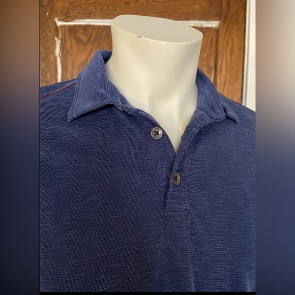 TOMMY BAHAMA Blue w/Red Stitch Accent Knit Polo Mens sz M - Picture 4 of 10